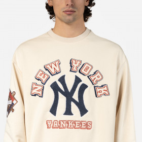 Polera Crewneck MLB  New York Yankees Patches Light Beige