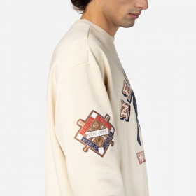 Polera Crewneck MLB  New York Yankees Patches Light Beige