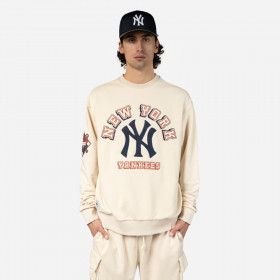 Polera Crewneck MLB  New York Yankees Patches Light Beige